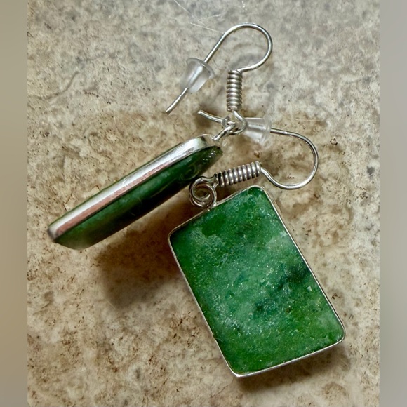 Ruby Zoisite Drop Earrings Set in .925 Sterling Silver_Handcrafted in USA - Picture 4 of 4